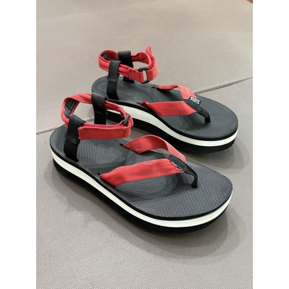 Teva Flatform Sandals Chunky Platform Black Red Ankle Strap Sport Women's 10